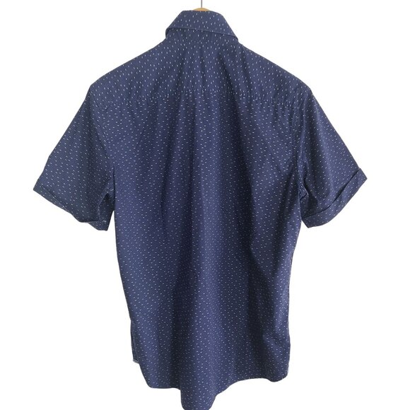 Robert Graham Navy Short Sleeve Button-Up Shirt Large Tailored Fit - Picture 5 of 6